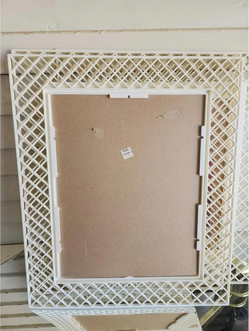 Vintage Framed Retro Floral Lithographs in Plastic Lattice Style Frames